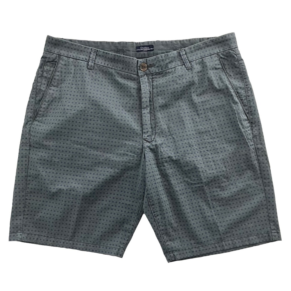Dustin Men's Dress Shorts Size 38 Waist, Slate Colored with Small Navy Pattern